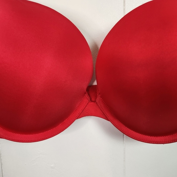 Calvin Klein Red Plunge T-Shirt Bra Underwire Push-Up Padded Size 36C Lingerie - Picture 5 of 8